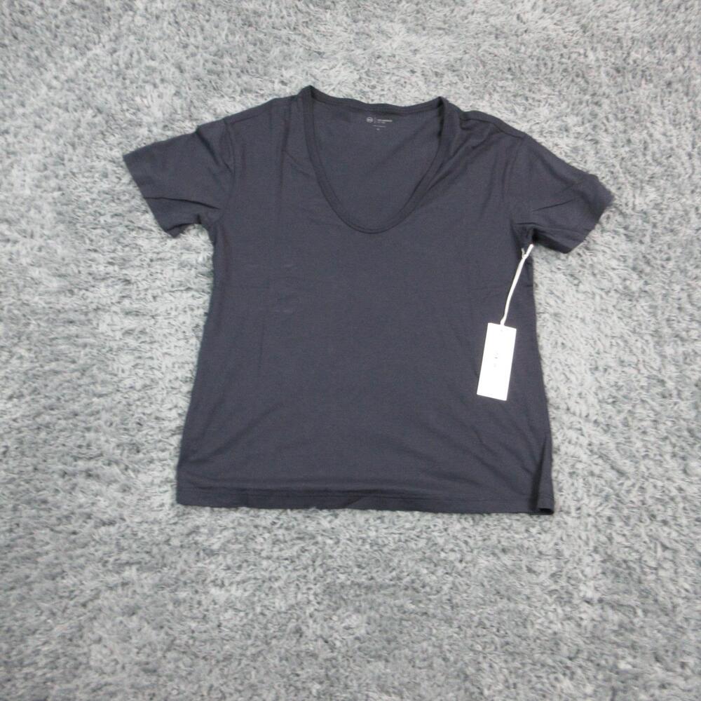 AG Adriano Goldschmied Shirt Womens M Blue Scoop Neck Short Sleeve Stretch NWT